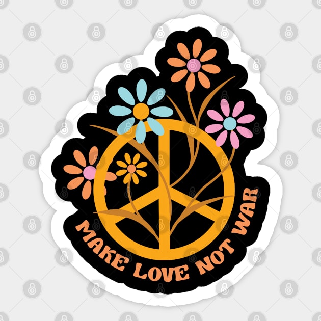 Hippie Soul Make Love not War Sticker by Retro Comic Books